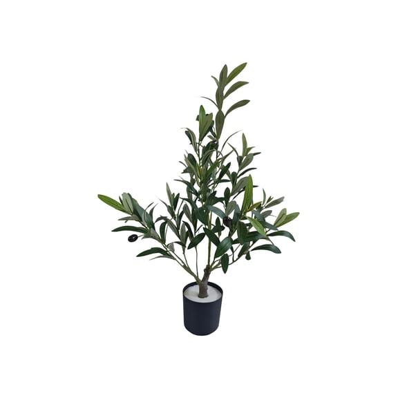 21.7in Artificial Olive Tree in Pot, Small Faux Potted Plant for Indoor Outdoor Home Decor, Realistic Greenery Silk Tree, UV Resistant Foliage, Office Accent