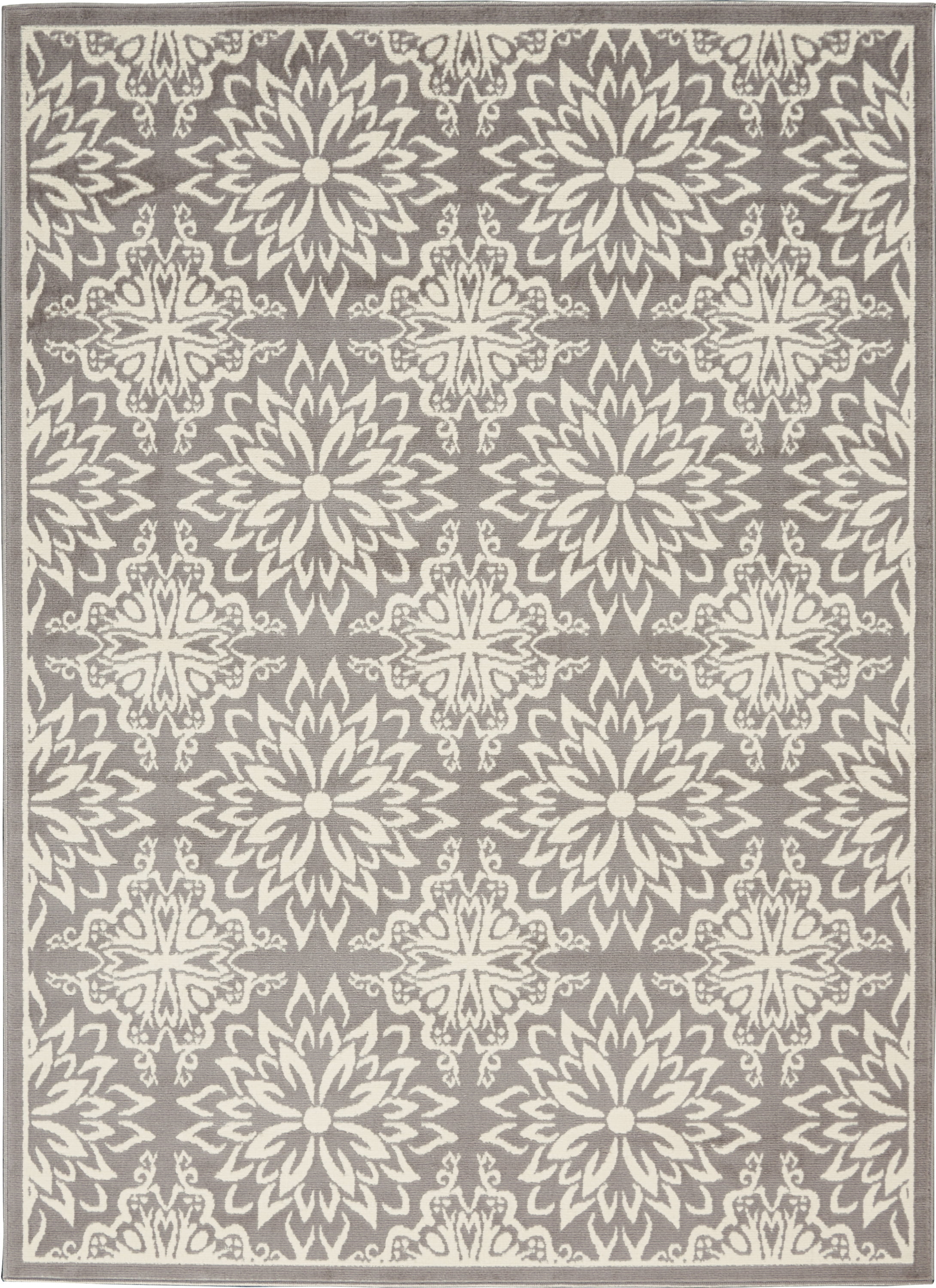 Nourison Bliss Modern Floral Ivory/Grey 5'3" x 7'3" Area Rug, (5' x 7')