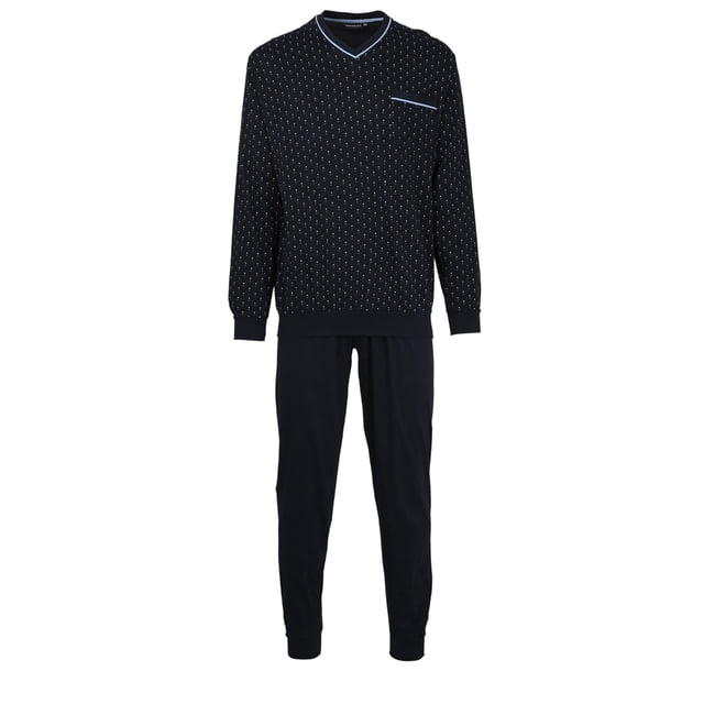 GÖTZBURG Conjunto de Pijamas de Hombre - largo, Cuello en V, estampado Azul 5XL (XXXXX-Large)