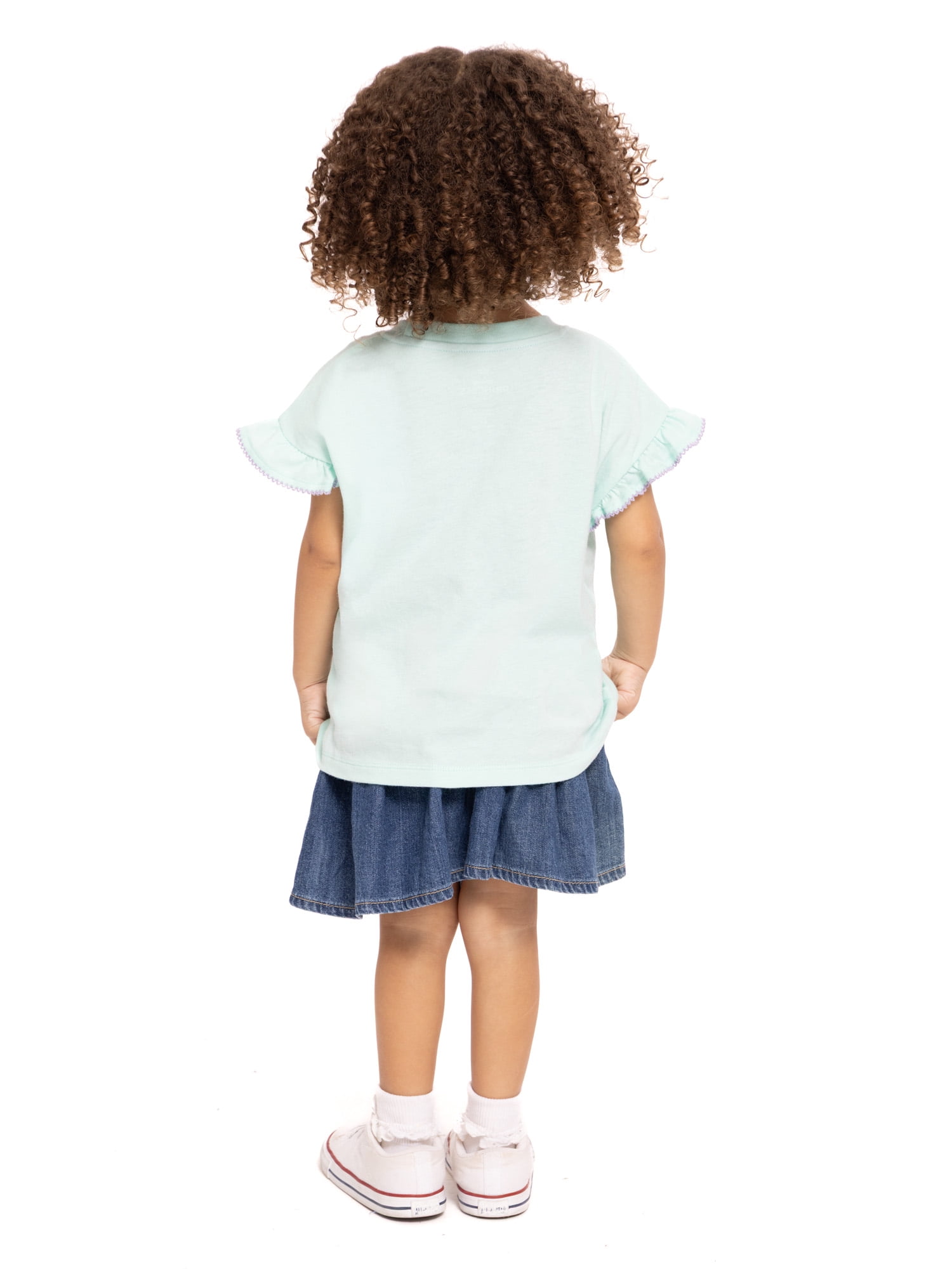 The Little Mermaid Ariel Toddler Girls Ruffle Graphic Tee with Short Sleeves, Sizes 12M-5T
