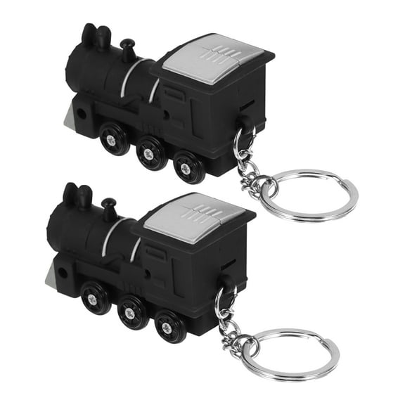 OFFIGAM 1Set Small Portable Train Keychain with Sound and LED Light Black Decorative