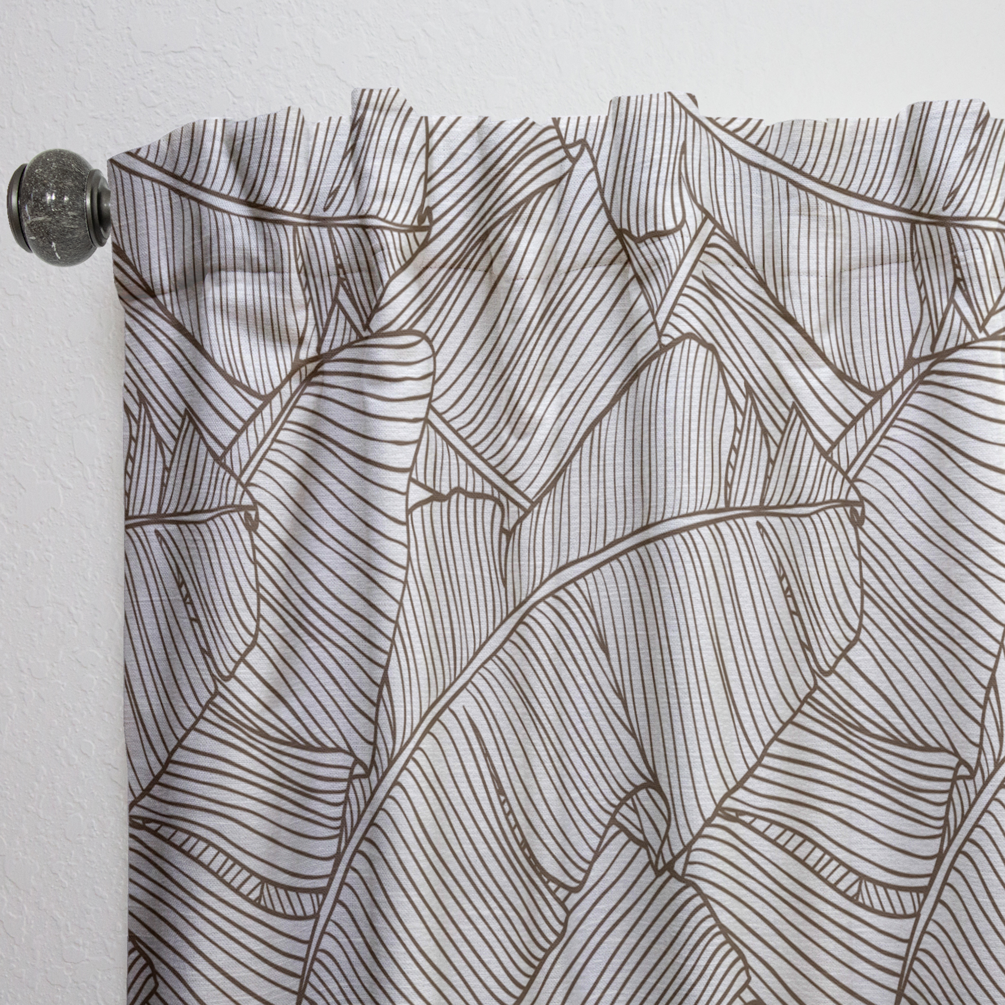 Designart 'Monochrome Leaves Of Palm Tree' Tropical Curtain Panel