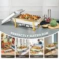 thumbnail image 5 of Chafing Dish, 4 Pack Full Size 8QT Rectangle Stainless Steel Gold Chafing Dishes Food Warmers for Parties, Events, Weddings, 5 of 12