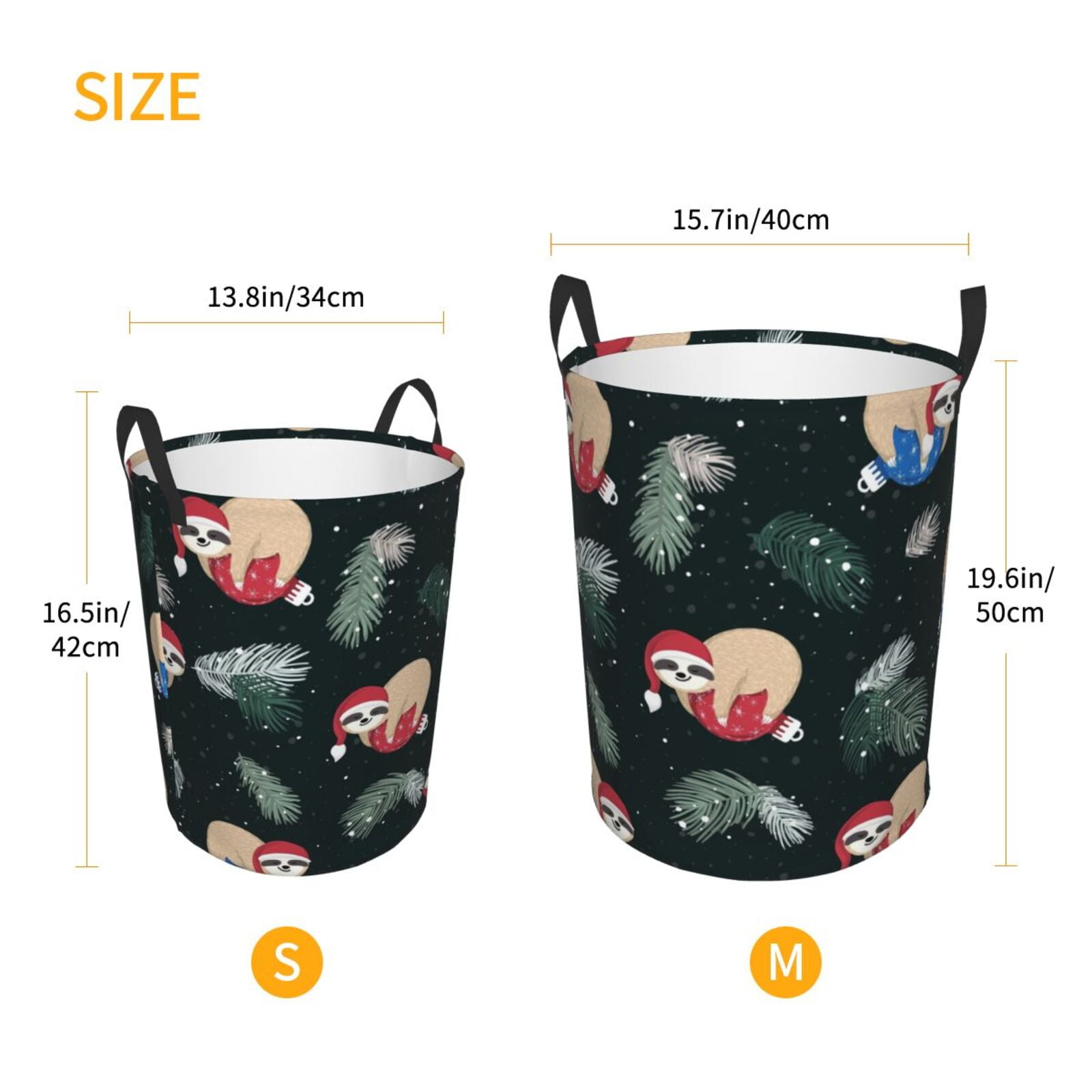 Picia Baby Sloths Sleeping Large Laundry Basket, Waterproof, Freestanding Laundry Hamper, Collapsible Tall Clothes Hamper with Extended Handles-Medium