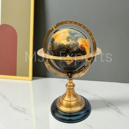 10" World Map Globe, Handcrafted Antique Finish, Decorative Table Top