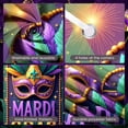 thumbnail image 4 of Colorful Feather Mardi Gras Banner Gold Fleur-de-lis Carnival Display Purple Mask Green Feather Masquerade Backdrop for Carnival Party Mardi Gras Celebration Festival Decoration, 4 of 9