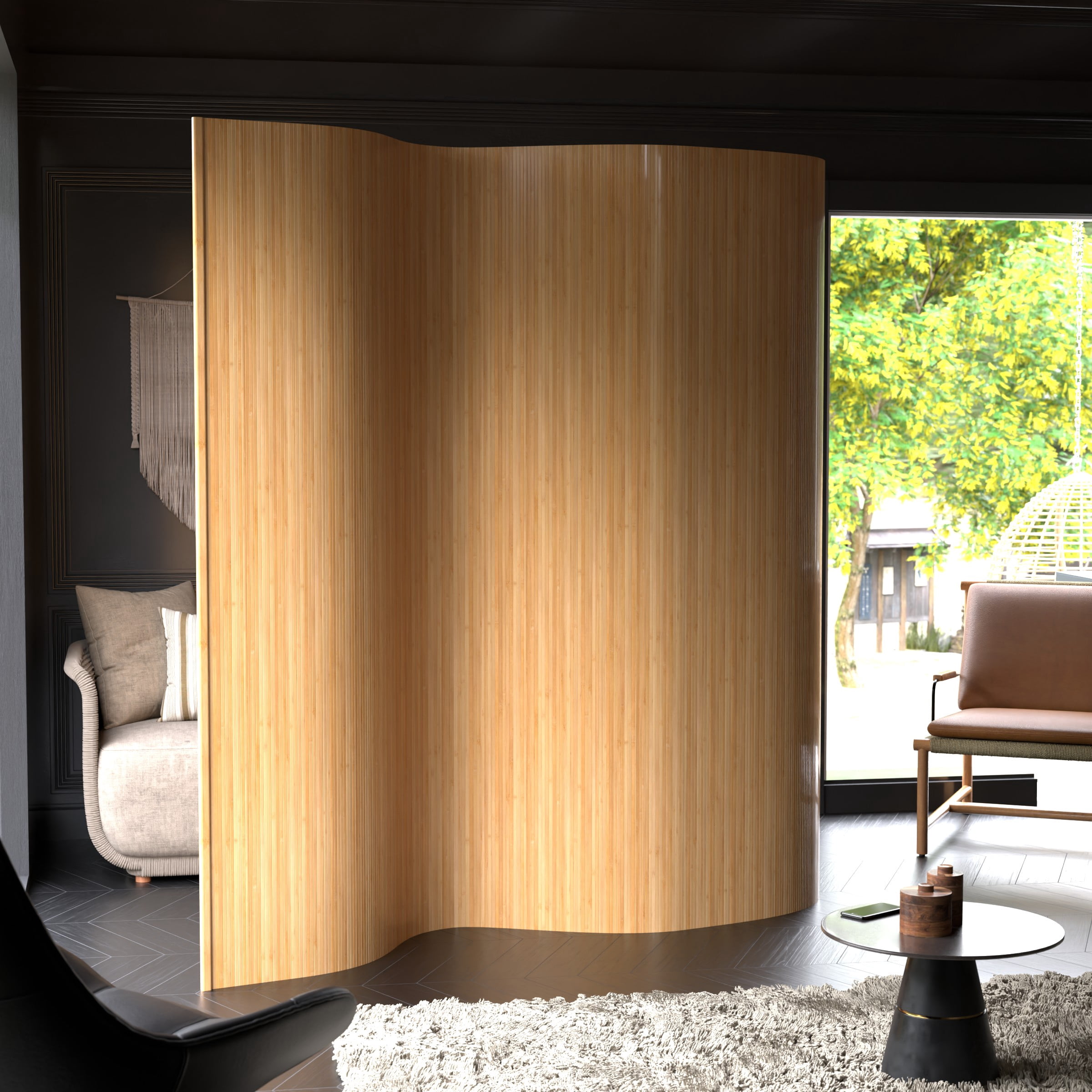 7 ft. Tall Bamboo Wave Screen - Honey