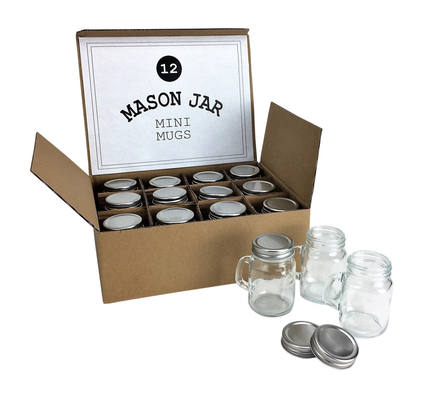 Mason Jar 4 Ounce Mugs Set of 11 Glasses With Handles And LeakProof