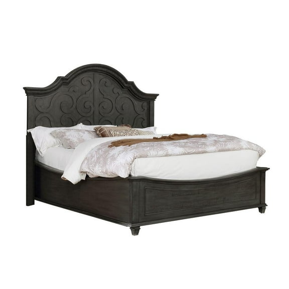 Rustic Gray Wood California King Panel Bed