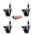 thumbnail image 2 of 3 Inch Hard Rubber Swivel 1-1/8 Inch Expanding Stem Caster Set with Brake SCC, 2 of 2