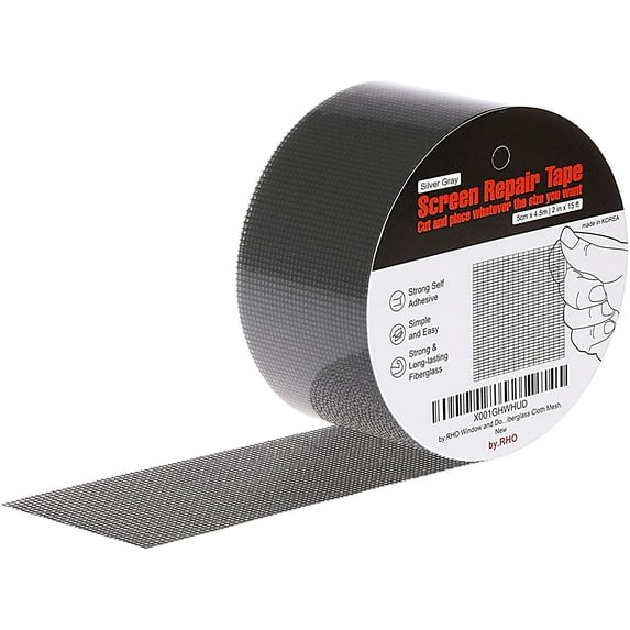 by.RHO Screen Repair Tape Kit, Gray, XL(15FT), 3-Layer Strong Adhesive & Waterproof (Silver-Gray)