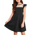 thumbnail image 3 of QIUOMBBP Flutter Sleeve Dress Short for Girls Solid Color Crewneck Dresses Fashion Summer Outdoor Clothes Black 7-8Years, 3 of 7