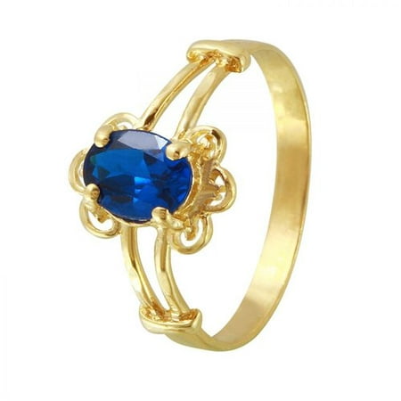 Foreli Created Sapphire 14K Yellow Gold Ring
