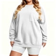 thumbnail image 5 of Women's Plus Size Crewneck Sweatshirt Oversized Long Sleeve Pullover with Chest Pocket Casual Fleece Top for Fall Winter Daily Wear, 5 of 9