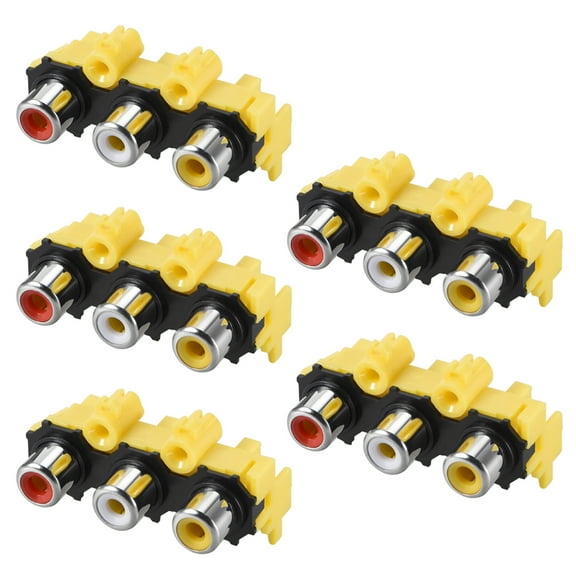 PCB Panel Mount Triple RCA Socket Female Audio Video AV Connector Red White Yellow 5Pcs