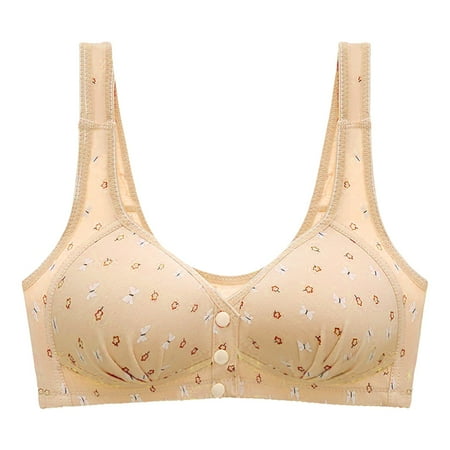 YHGFVOKJ Bras for Women Full Coverage Lace Edge Wireless without Steel Ring Movement Underwear Seamless Gathering Adjustment Sleep Large Bra Racerback Bras for Women Beige 40