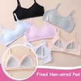 thumbnail image 4 of Big Girls Cotton Training Bra 5 Pack Wireless Light Padded Teen Bras Adjustable Straps Back Closure Soft Edge Stretchy Smooth Comfort Breathable 10-16 Years, 4 of 5