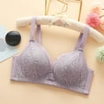 thumbnail image 3 of Bigersell Ladies Bras, Women Lace V-Neck Full-Coverage Wireless Bras Back Hook and Eye Closure Push up Bras Padded Bralette Purple S, 3 of 3