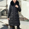 thumbnail image 4 of IROINNID Women's Parka Coat Long Sleeve Solid Color Hoodie Outwear, Comfy Thick Long-Sleeved Coat In Cotton-Padded Coat, 4 of 4