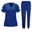 02-Royal Blue, variant on Scrub Sets for Woman Solid V-Neck Short Sleeve Tops Long Pants Nurse Work Uniform with Pockets Purple XXL