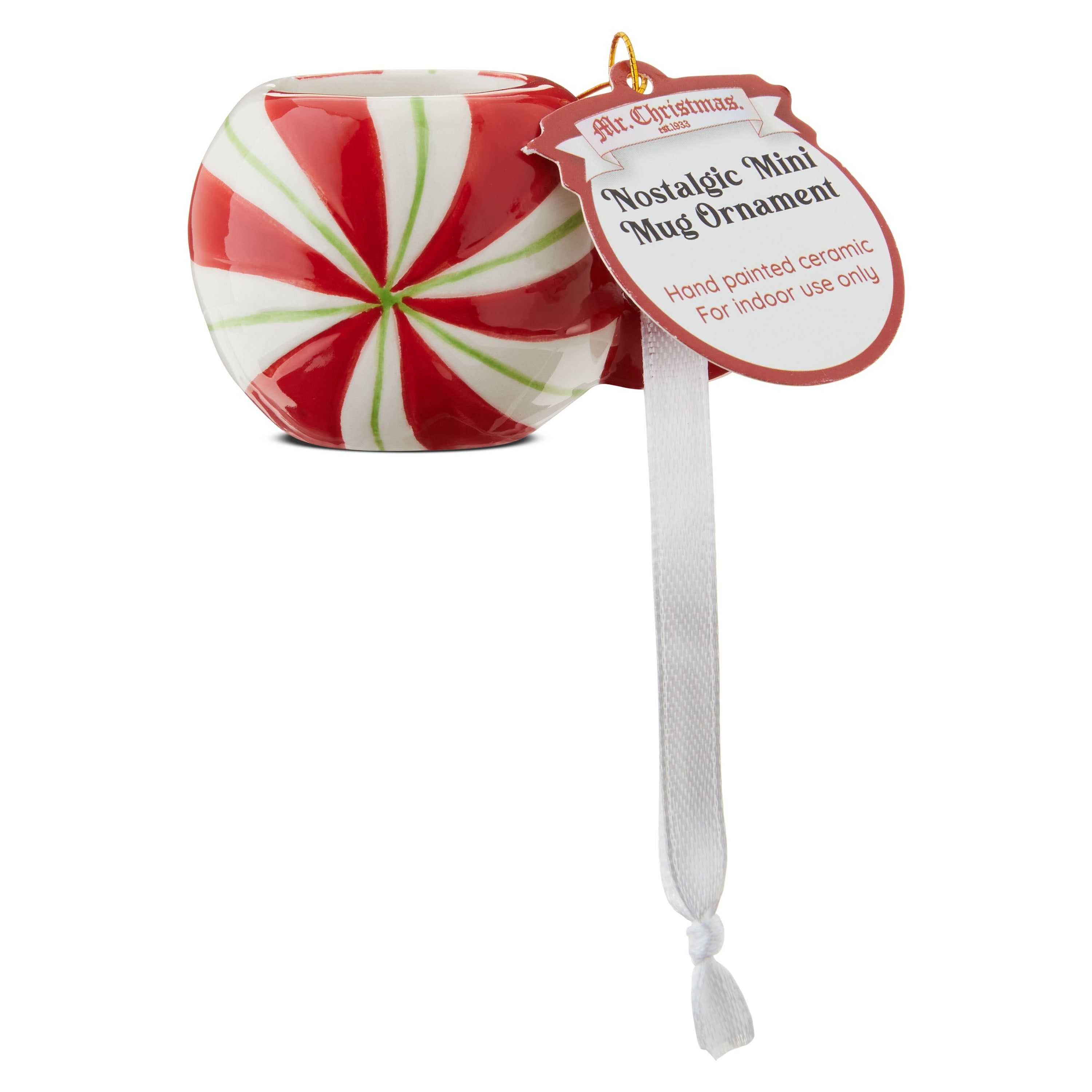 Mr. Christmas Mini Peppermint Mug Ornaments 1.5", Red