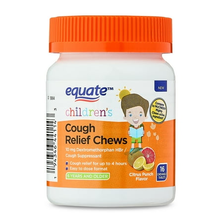 Equate Children's Daytime Dextromethorphan HBr Cough Relief Chews, 10mg, 16 Count