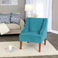 thumbnail image 2 of HomePop Fauteuil d'Appoint Traditionnel en Bois et Velours à Accoudoirs Incurvés, Bleu, 2 of 13