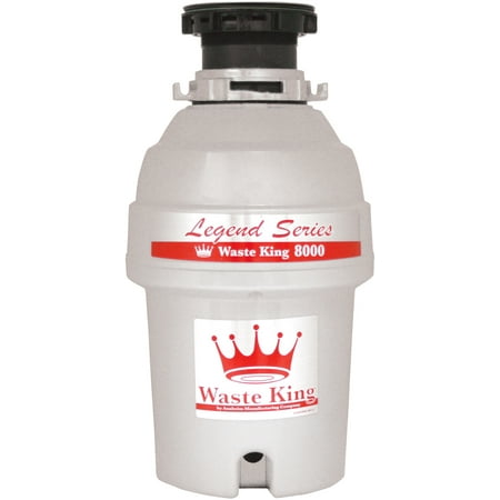 Waste King L-8000 Silver Ez-Mount System, 1 Hp 2800 Rpm, Continuous Feed Garbage Disposal,