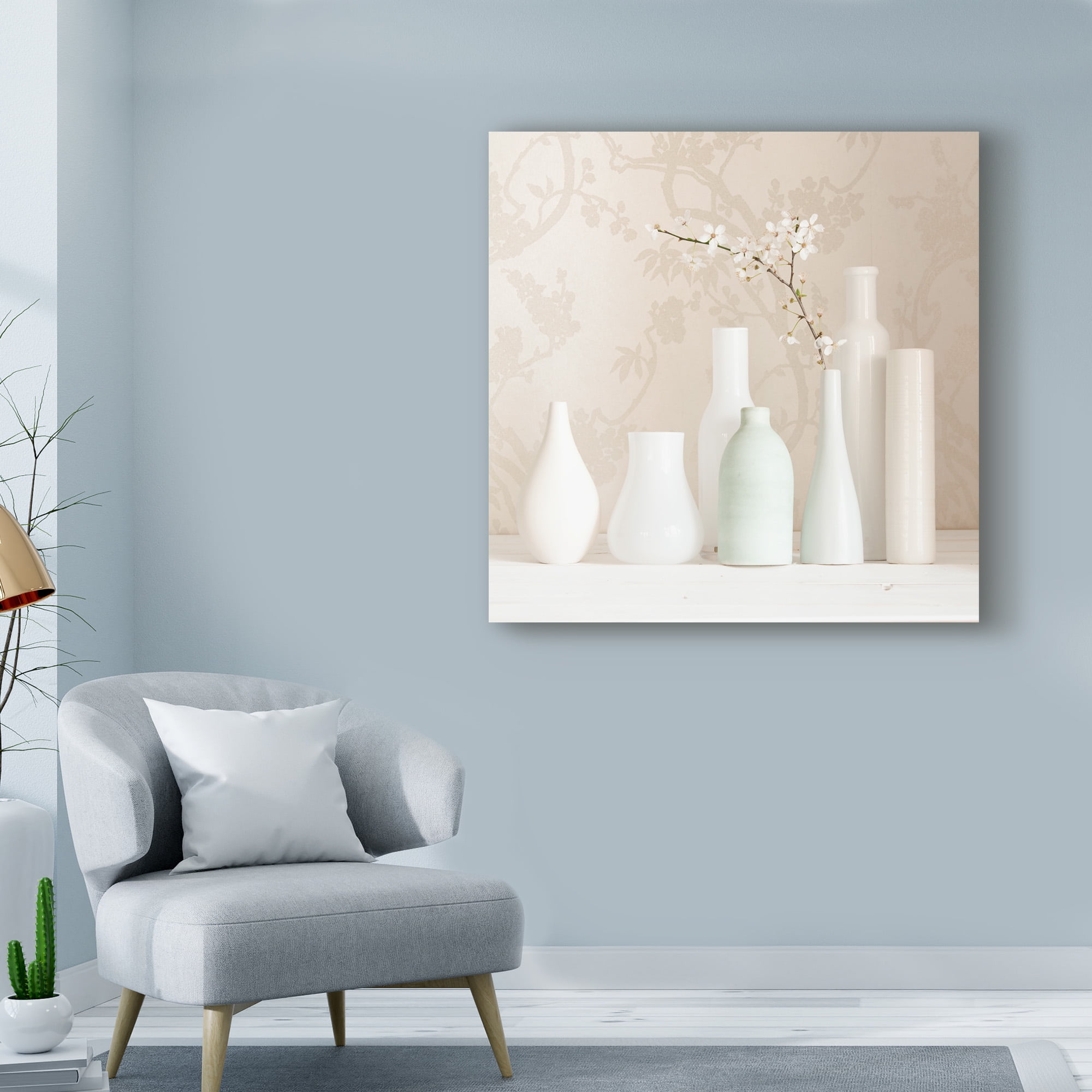 Trademark Fine Art 'Blossom And White Vases Still Life' Canvas Art by Tom Quartermaine