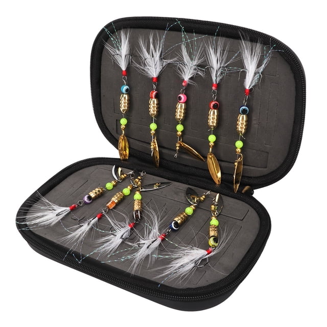 Fishing Lures Gear Kit, Sequin Rotation Fishing Lure 10pcs Feather Hook For Trout