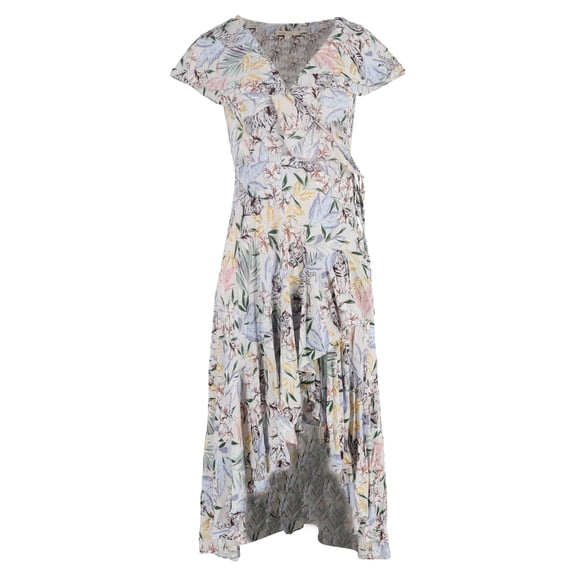 Pre-Owned Maje Ritelle Lace-Trimmed Crepon Midi Dress In Floral Print Polyester