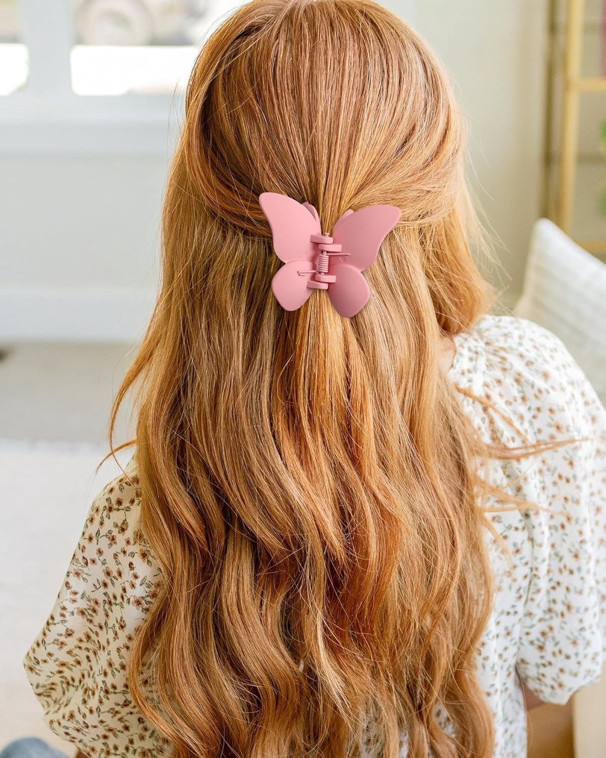 6 PCS Hair Clips - Matte Flower, Heart, Butterfly Hair Claw Clips for Women Girls - Non-Slip and Strong Hold Claw Clips for Thin/Medium/Thick Hair