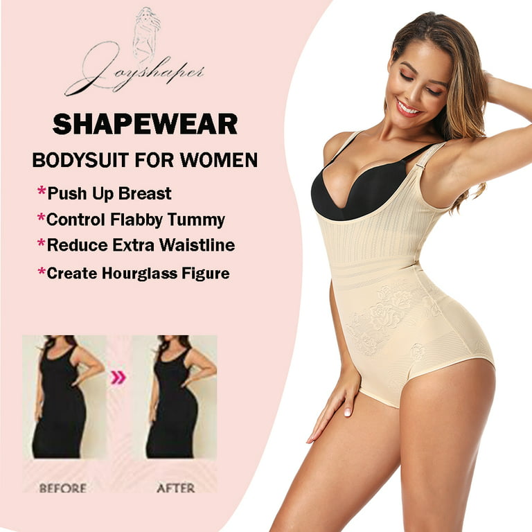 Joyshaper Women's Shapewear Bodysuit for Women Full Body Shaper Fajas  Colombiana(Beige-2X,Open Bust Style) 