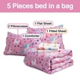 thumbnail image 3 of Btargot 5Pcs Pink Floral Unicorn Bedding Set for Girls Rainbow Botanical Unicorn Comforter Set Twin, 3 of 11