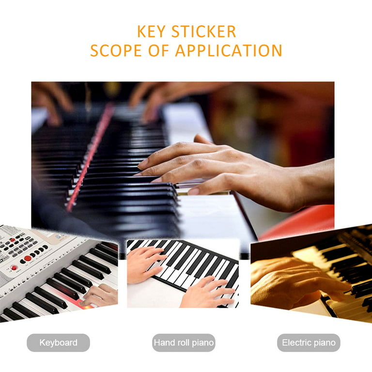 CJC Piano Key Stickers, 88 Full-Size Keys Piano Rake Keyboard Note