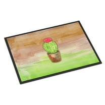 Cactus Green and Brown Watercolor Doormat 18x27