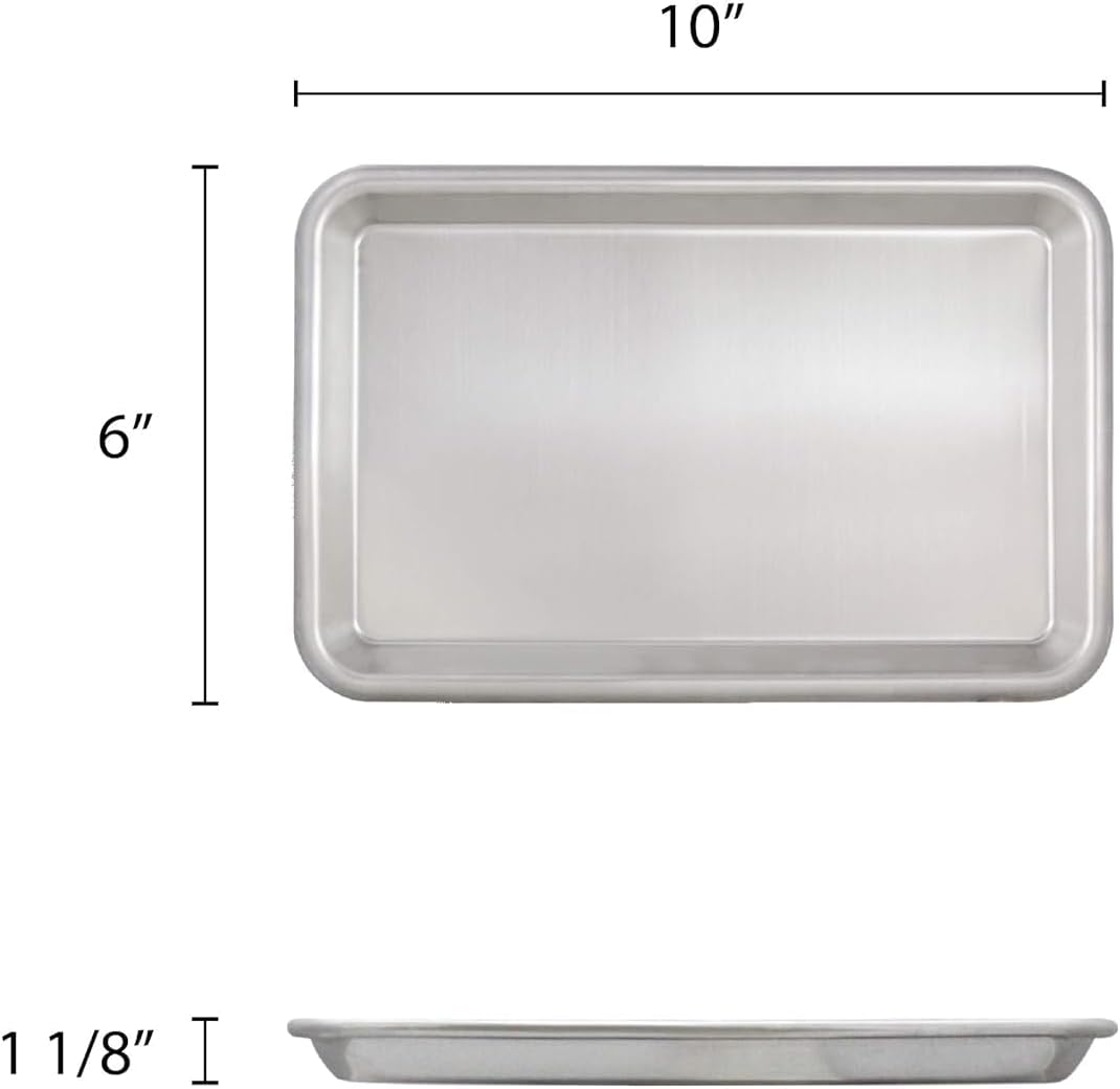 TrueCraftware- Set of 2 Aluminum Eighth Size Sheet Pan 10" x 6" Baking Sheets 20 Gauge -Oven Safe Baking Pan Baking Tray Cookie Sheet Baking Sheet for Oven Baking Roasting