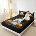 thumbnail image 4 of Manfei Happy Halloween Twin Sheet Sets,Orange Pumpkin Maple Bedding Twin Size,Kawaii Ghost Bed Sheets Set Twin Size,Lightweight Bedroom Decor,3-Piece, 4 of 7