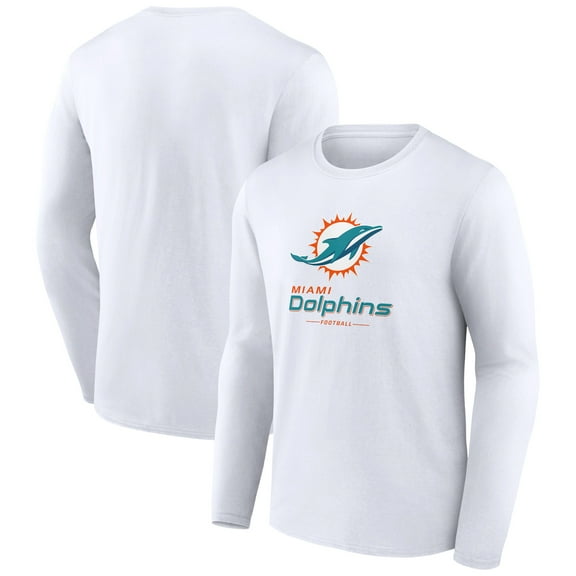 Men's White Miami Dolphins Logo Team Lockup Long Sleeve T-Shirt