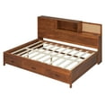 thumbnail image 5 of Full Size Wooden Daybed with 3 Storage Drawers, Upper Soft Board, shelf, and a set of Sockets and USB Ports, Walnut, 5 of 14