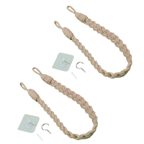 Rope Curtain Tiebacks Elegant Decorative Drape Tie Backs Hand Woven Rope Curtain Holdbacks with Metal Hook