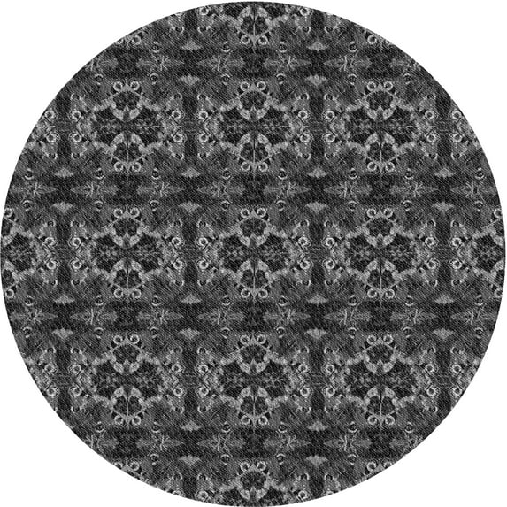 Ahgly Company Machine Washable Indoor Square Transitional Charcoal Black Area Rugs, 3' Square