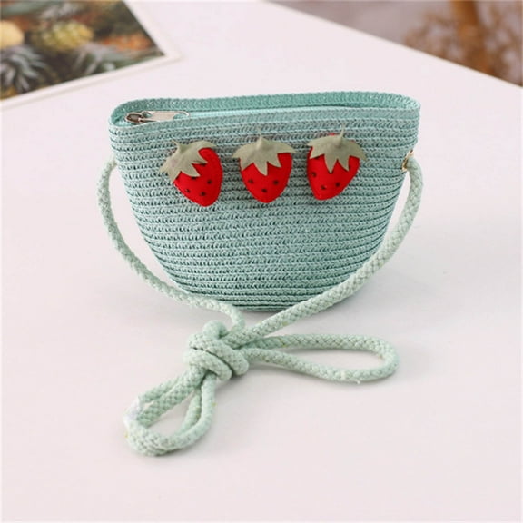 Jierger tote for Women Summer Rattan Woven Shoulder Purse Cute 𝑺𝒕𝒓𝒂𝒘 Small Bag Cute Messenger Bag Fashion Coin Purse Bag for Children