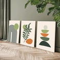 thumbnail image 2 of 3 Pieces Boho Canvas Wall Art Sage Green Plant Picture Sun Abstract Poster Painting Black Beige Wall Decor Mid Century Modern Minimalist Artwork For Living Room Bedroom Bathroom Kitchen Office, 2 of 6