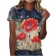 thumbnail image 2 of ICHUANYI Clearance Women's Casual Loose Floral Print Crewneck Printed Short Sleeve T-Shirt Tops(Green, M) ICHUANYI WER2023080700008, 2 of 8