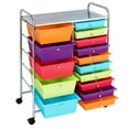 thumbnail image 4 of Gymax 15 Drawer Rolling Storage Cart Opaque Multicolor Drawers Home Organizer Rainbow, 4 of 7