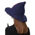 thumbnail image 3 of GPOECD Witch Style Wool Knit Bucket Hat For Halloween Party And Daily Sun Navy,One Size, 3 of 9