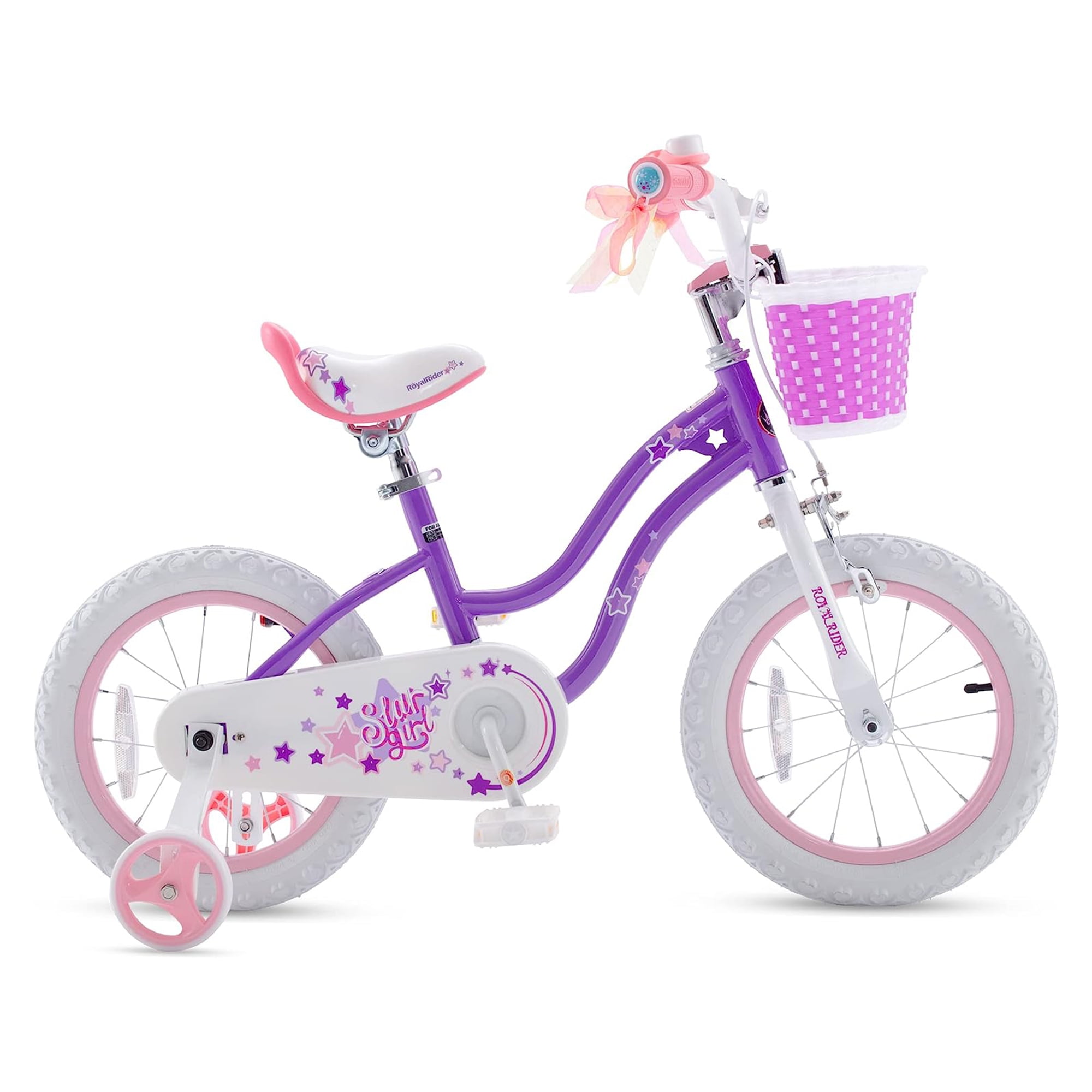 Royalbaby Girl's Kid's Bike Stargirl 14 In. Bicycle Basket Training Wheels Purple Child's Cycle