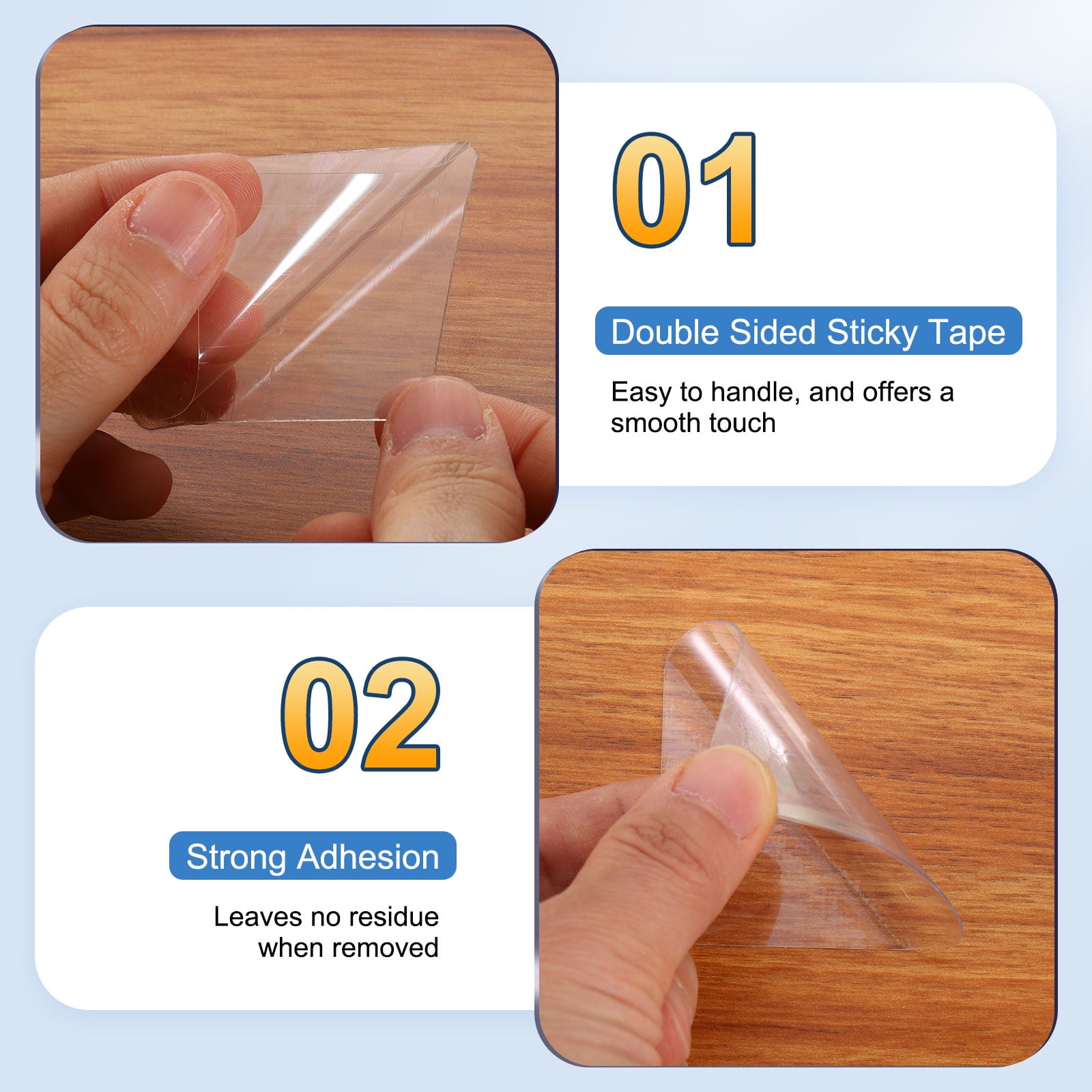Uxcell Clear Double Sided Adhesive Pads, 2.36'' x 2.36'' Square Pre-Cut Mounting Tape Waterproof Removable Strong Sticky Gel Tape for Walls Hanging, 150 Pcs