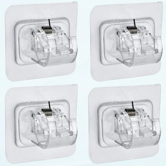 4 Pack Drillless Curtain Rod Bracket, Self-Adhesive Curtain Rod Bracket Hook, Nail-Free Adjustable Curtain Rod Hook Curtain Hook Wall Mount Bracket for Bathroom Kitchen Home Bathroom and Hotel